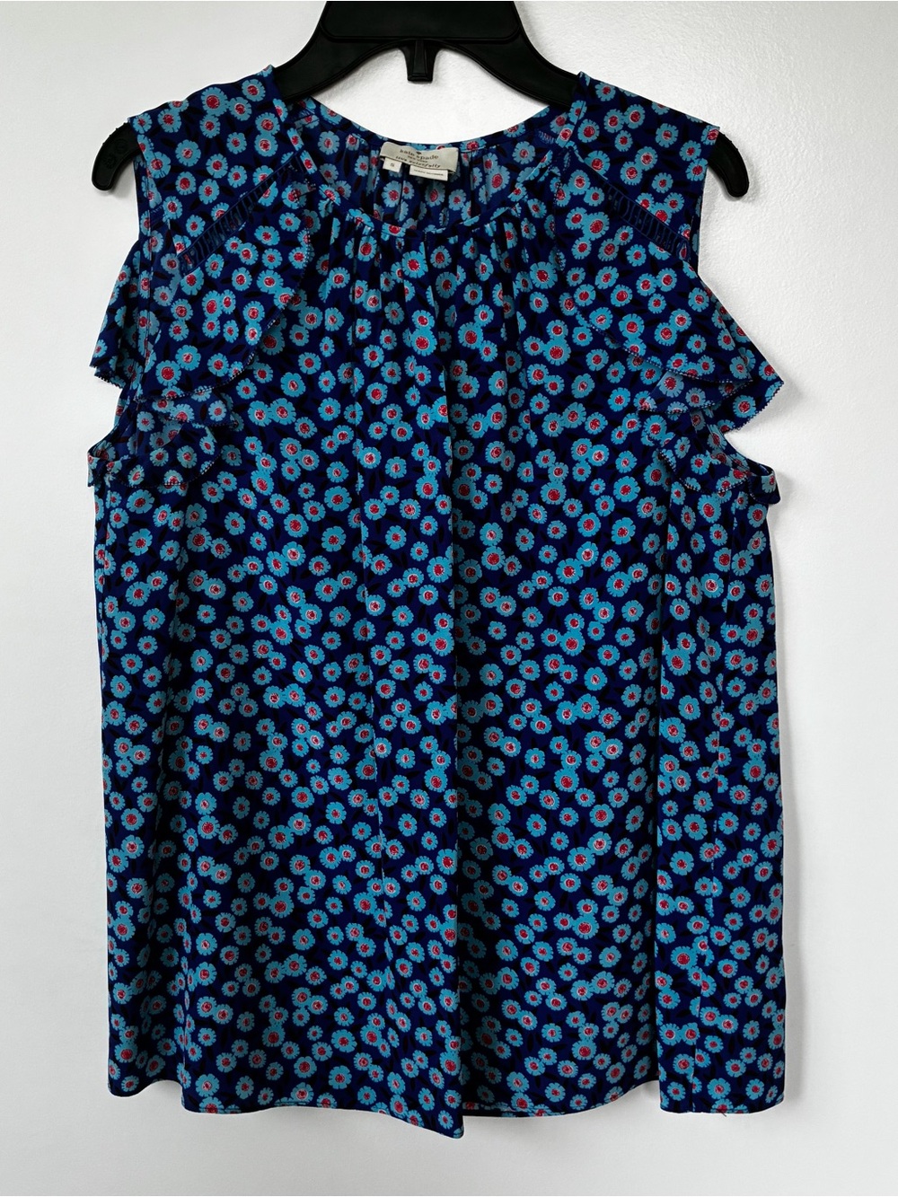 kate spade Navy Floral Ruffle Sleeve Blouse